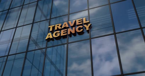 Travel Agency glass building concept