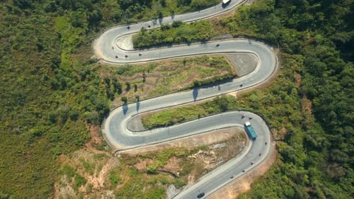 Scenic Winding Road in the Mountains on the Ha Giang Loop North Vietnam