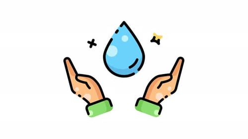 Water Care Hands Animated Icon