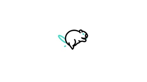 Minimalist Animated Beaver Icon with Blue Accents