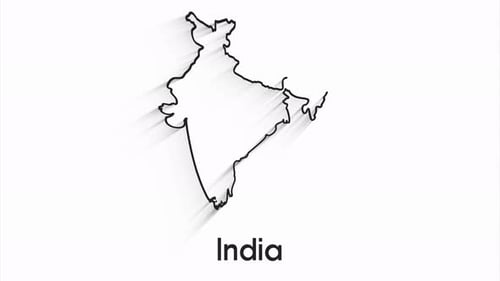 Animated Line Drawing Map of India Reveal