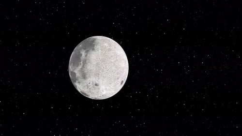 Abstract animated moon planet on sky ,starry background. glowing full moon animation.