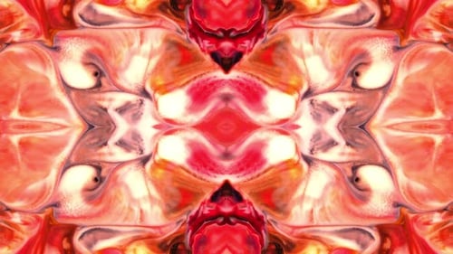 Abstract Fluid Ink Kaleidoscope Background with Symmetrical Color Swirls