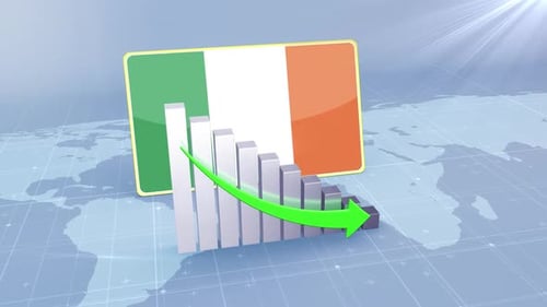 Ireland Economic Decline Bar Chart Graph Downward Green Arrow