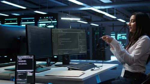 Server Hub Workers Carrying Out Operational Technical Interventions Close Up