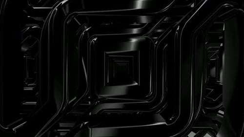 Background with a Tunnel of Black Figures, Shapes, Exclusive, Reflection, 3D Render