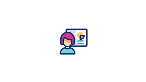 Flat Design Animated Icon of Person Presenting Charts