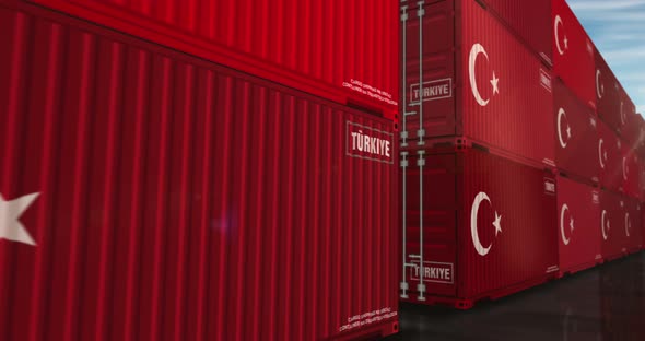 Turkey export cargo containers in row endless, Backgrounds Motion ...