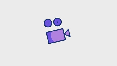 Flat Design Animated Video Camera Icon
