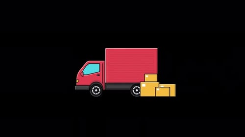 Animated Delivery Truck with Moving Boxes for Logistics