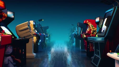 Animation of the classic retro arcade machine.