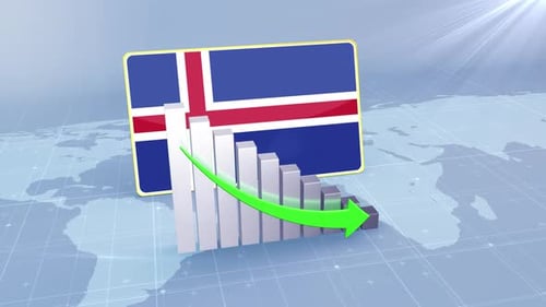 Iceland Economic Decline Bar Chart Graph Downward Green Arrow
