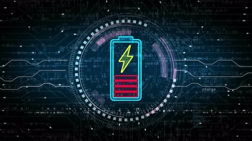Battery charging energy symbol loop digital concept