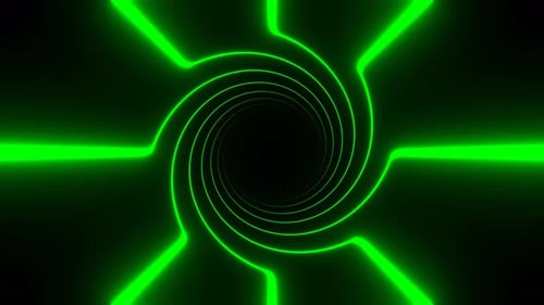 Grüner rotierender spiralförmiger Neonlinien-Hintergrund VJ Loop In 4K