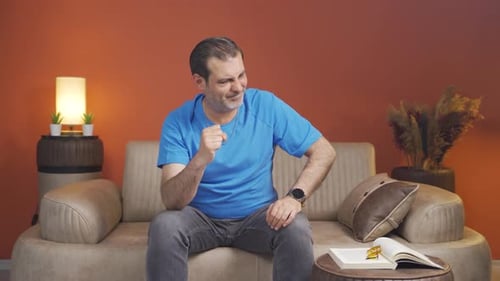 Man getting angry at camera.