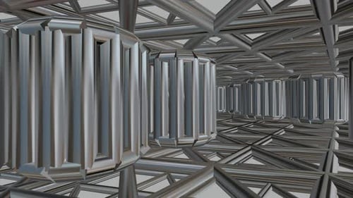 Rotation inside the Wireframe of a Silver Figure, Shape, Reflection, Exclusive, 3D Render