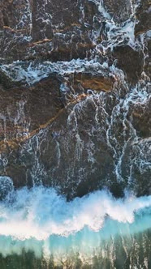 Azure Dream Vertical Video Capturing the Essence of a Stone Beach