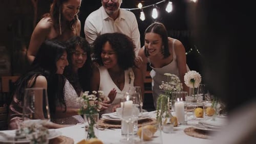 Friends And Relatives Congratulating Newlyweds