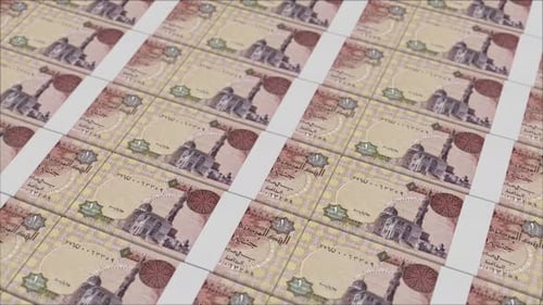 1 EGYPTIAN POUND banknotes printed by a money press