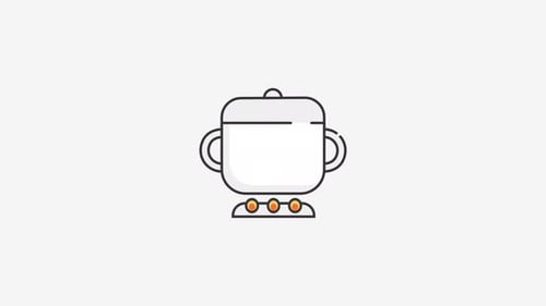Animated Cooking Pot on Stove Flat Design Icon