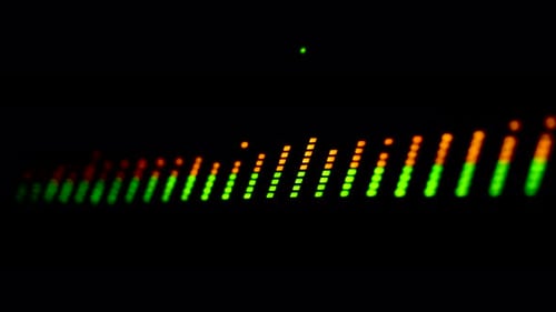 Level Meters on Professional Audio Mixing Console During Playback or Recording, Close Up