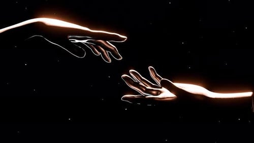 Abstract Glowing Hands Reaching Out for Connection Animation