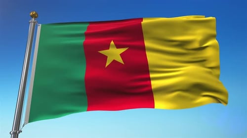 Cameroon National Flag Waving with Realistic Fabric Physics