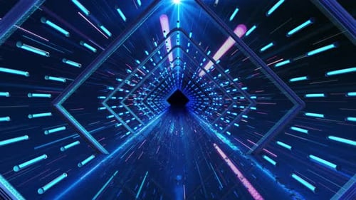 Futuristic Neon Light Tunnel Perspective Background Tunnel Lines Leading Into Sci Fi Motion Effect