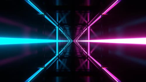 Cyan And Pink Abstract Sci Fi Square Tunnel Background VJ Loop l 4K