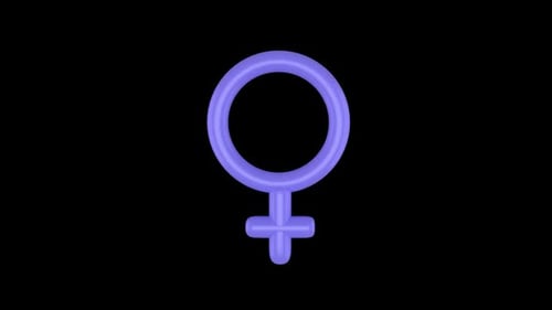 3D Rotating Female Gender Symbol Animation