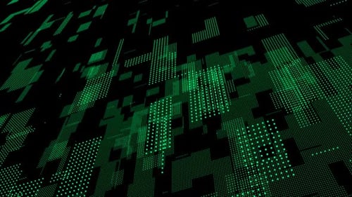 Abstract Green Digital Grid Data Flow Background Loop