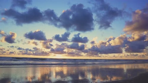 Beautiful view of the North Sea in summer, just before sunset. Shot in The Netherlands.