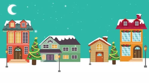 Christmas Town Village Winter Snow Animation