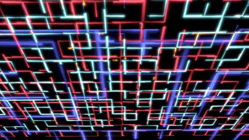 Futuristic Neon Grid Lines Data Flow Background