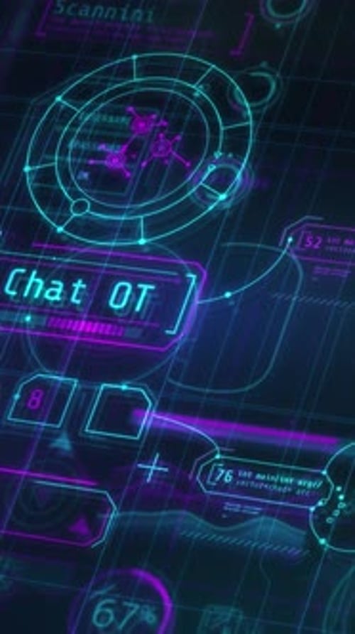 Virtual Space with Animated Artificial Intelligence Infographics