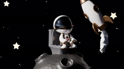 Vidéo satisfaisante d'animation en boucle d'astronaute de dessin animé