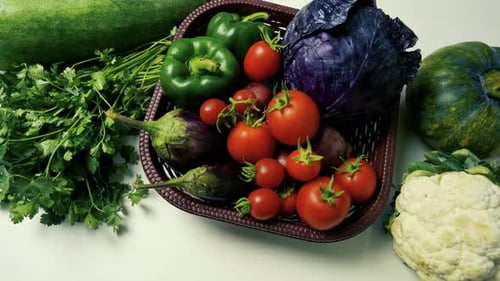 Fresh Vegetables in Basket Close Up