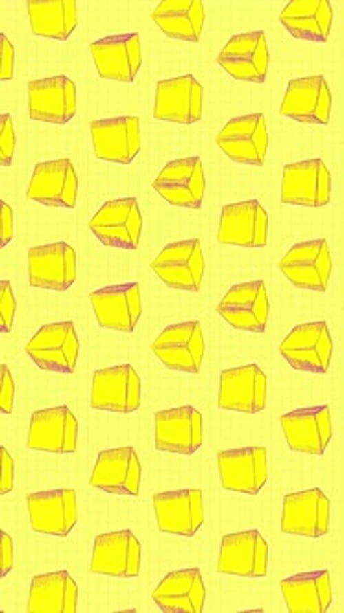 Hand Drawn Spinning Cube Shapes Portrait