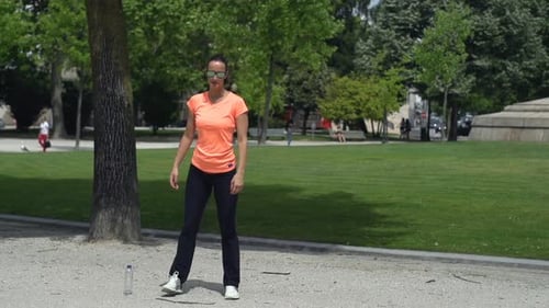 Young, Sporty Woman Stretching Legs in City Park, Super 240