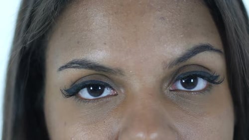 Blinking Eyes of AfroAmerican Woman Close Up