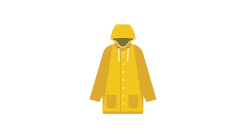 2D Flat Design Yellow Raincoat Reveal Animation