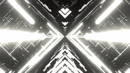 White Neon Light Movement On The Cyber Grid Background Vj Loop I 4K