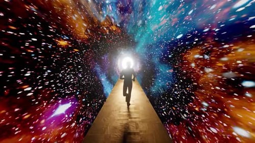 4K Characters Running Through The Time Tunnel