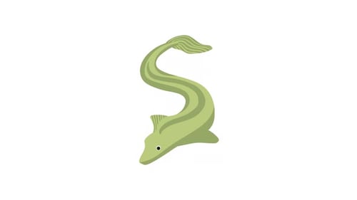 Minimalist Animated Green Eel Character