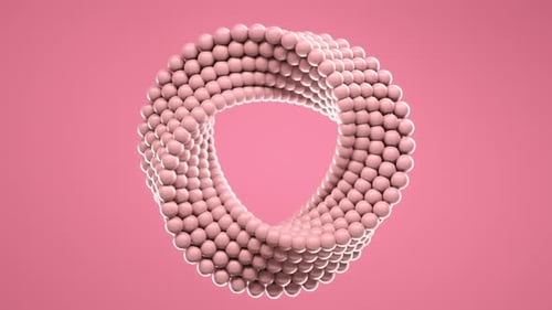 3D Loop Animation of Spinning Balls Molded Into Uneven Circle