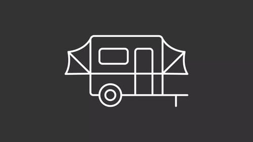Minimalist Pop Up Camper Trailer Line Art Animation