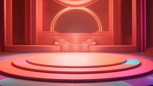 podio: escaparate futurista con plataforma para la exhibición de productos. Expositor de escenario moderno vacío