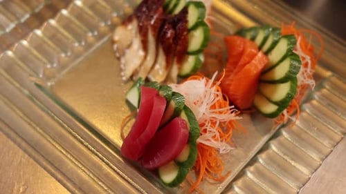 delicious seafood dishes in the Japanese restaurant