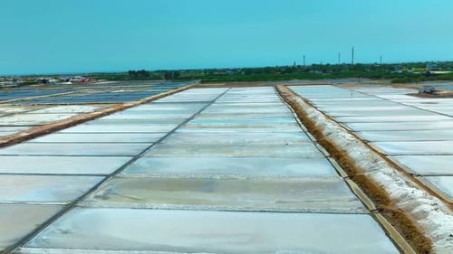 Salt Production Area - Drone Shot - Leftwards