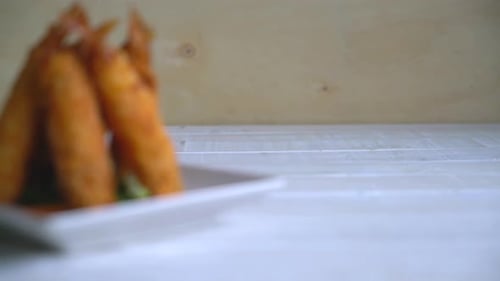 Close up of Crispy Fried Shrimp Tempura